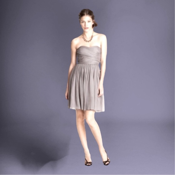 J Crew~ Graphite Arabella Strapless Silk Chiffon Dress~ Prom ~ Bridesmaid size 2 - Picture 8 of 12